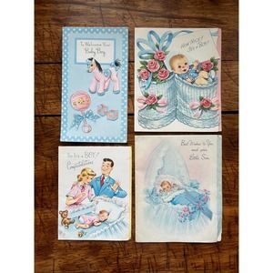 Lot of 4 'It's A Boy' Greeting Cards, Vintage Greeting Cards